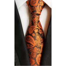 Stropdas oranje zwart Paisley